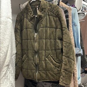 Free People Dolman Quilted Jacket in Dusted Military - XS